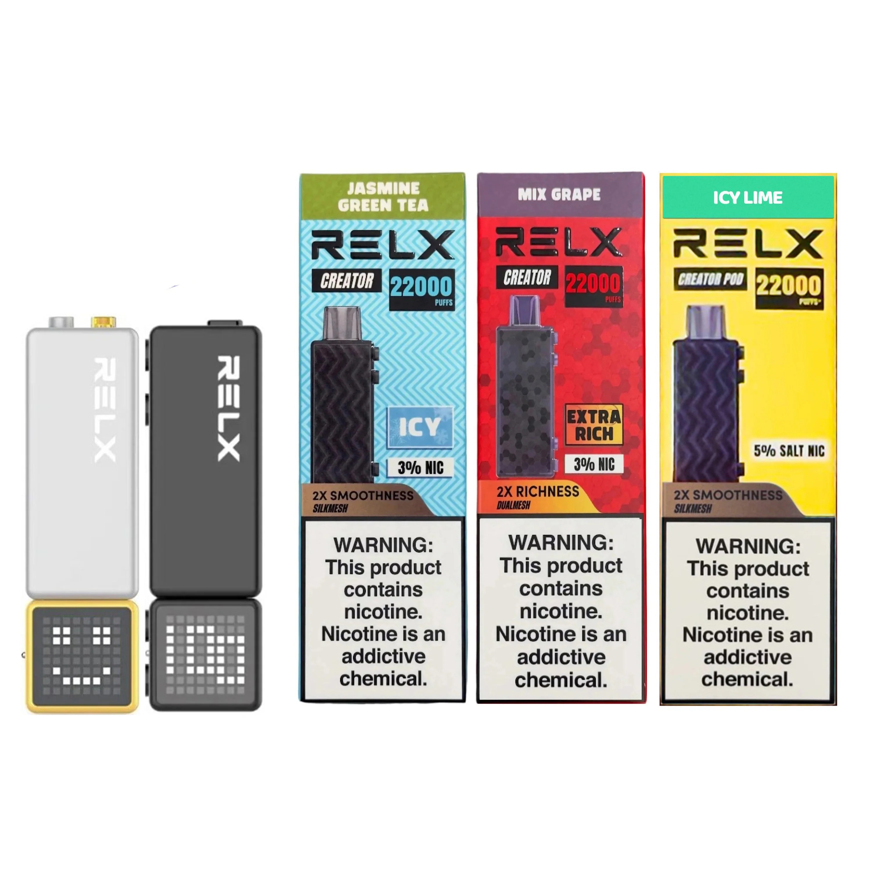 RELX Creator 22000口|悅刻積木煙彈 | 大容量一次性電子煙・可調功率氣流・智能顯示